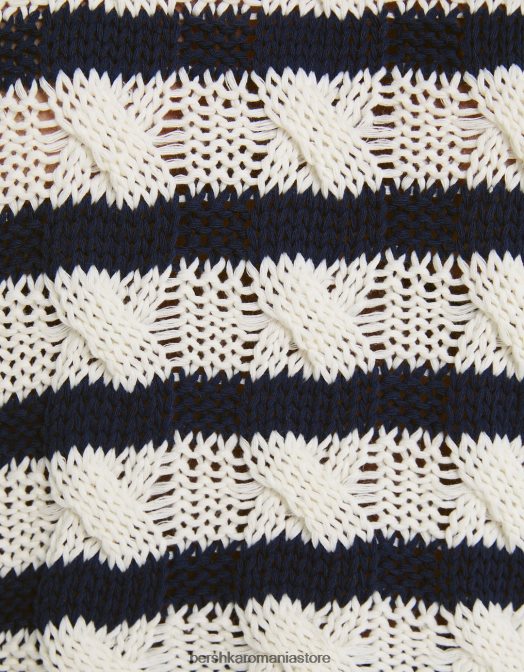 Bershka femei pulover din tricot cu cablu cremă Z86D1086 îmbrăcăminte