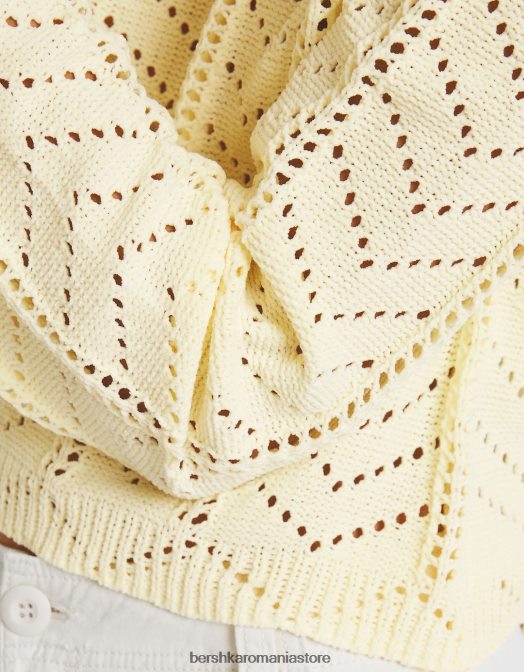 Bershka femei pulover din tricot deschis cu gâtul roșu galben Z86D1060 îmbrăcăminte