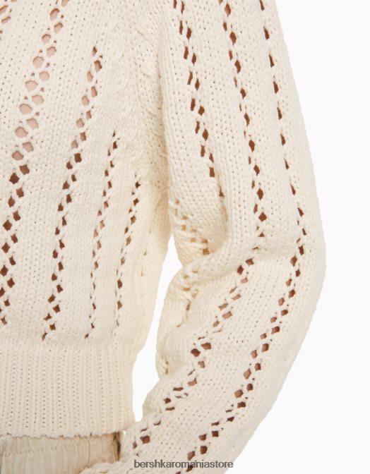 Bershka femei pulover din tricot deschis decupat cremă Z86D1047 îmbrăcăminte