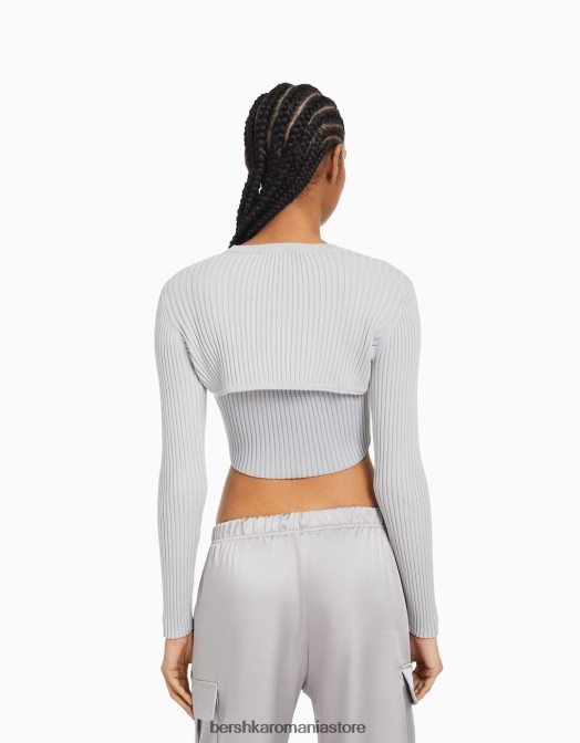 Bershka femei pulover mai încălzit pentru brațe gri Z86D993 îmbrăcăminte