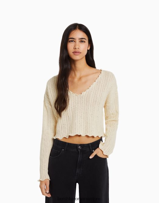 Bershka femei pulover rustic cremă Z86D1083 îmbrăcăminte
