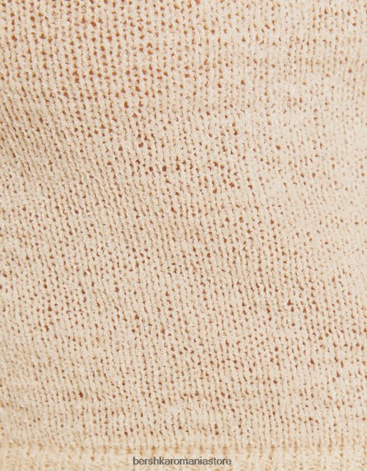 Bershka femei pulover rustic cu decolteu cremă Z86D978 îmbrăcăminte