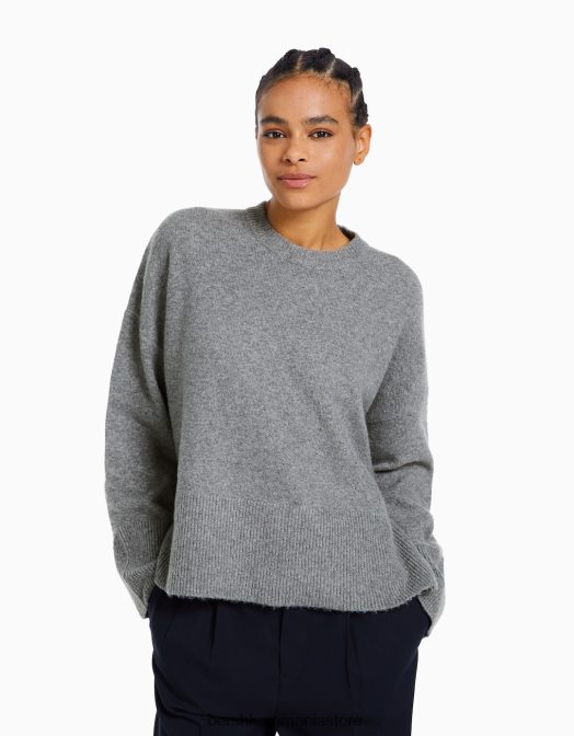 Bershka femei pulover supradimensionat gri Z86D1010 îmbrăcăminte