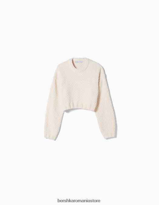 Bershka femei pulover texturat chenilia cremă Z86D1067 îmbrăcăminte