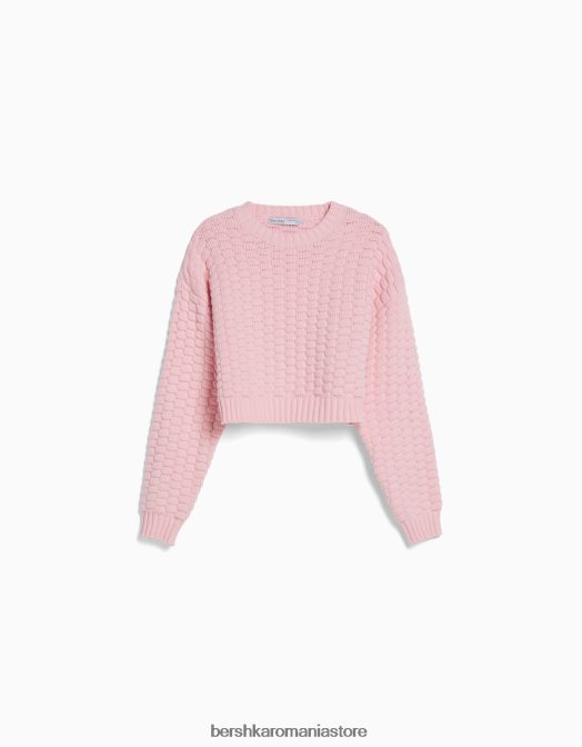 Bershka femei pulover texturat roz Z86D1069 îmbrăcăminte