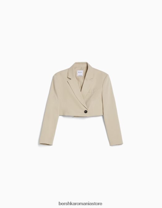 Bershka femei blazer croit croit din twill cămilă Z86D1206 îmbrăcăminte