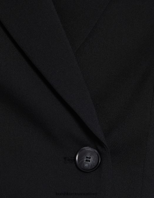 Bershka femei blazer croit croit din twill negru Z86D1184 îmbrăcăminte