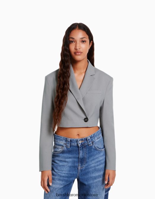 Bershka femei blazer croit decupat gri Z86D1199 îmbrăcăminte