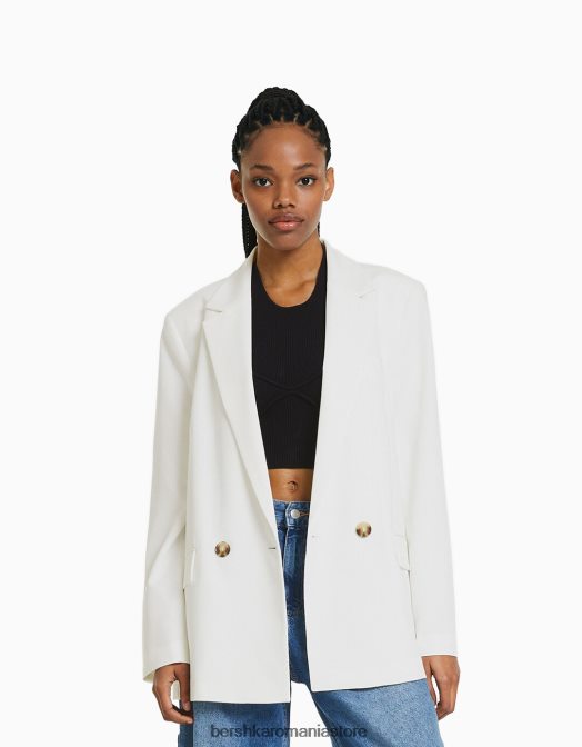 Bershka femei blazer cu croială feminină cu croială obișnuită aproape alb Z86D1191 îmbrăcăminte