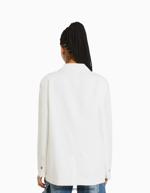 Bershka femei blazer cu croială feminină cu croială obișnuită aproape alb Z86D1191 îmbrăcăminte