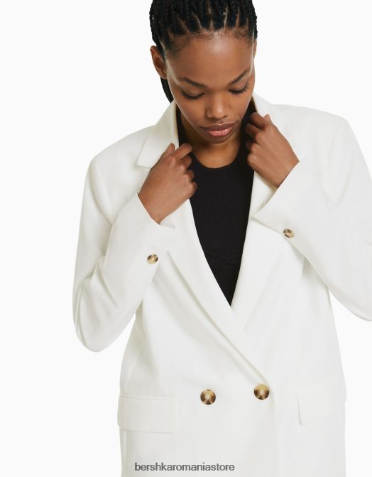 Bershka femei blazer cu croială feminină cu croială obișnuită aproape alb Z86D1191 îmbrăcăminte