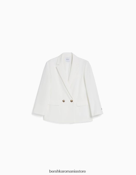 Bershka femei blazer cu croială feminină cu croială obișnuită aproape alb Z86D1191 îmbrăcăminte