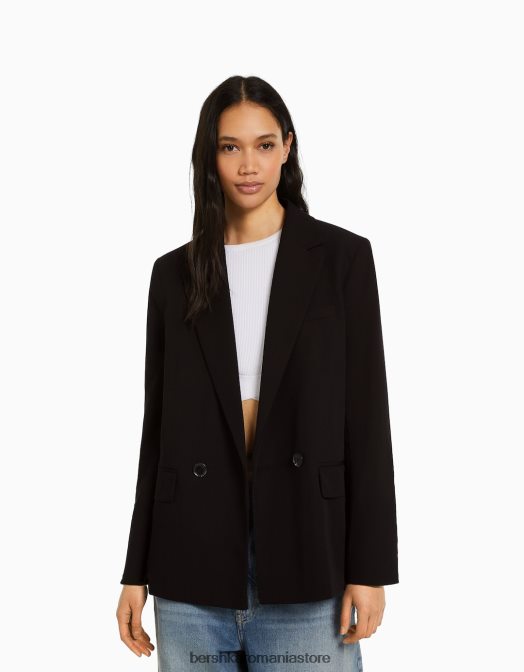 Bershka femei blazer cu croială feminină cu croială obișnuită negru Z86D1183 îmbrăcăminte