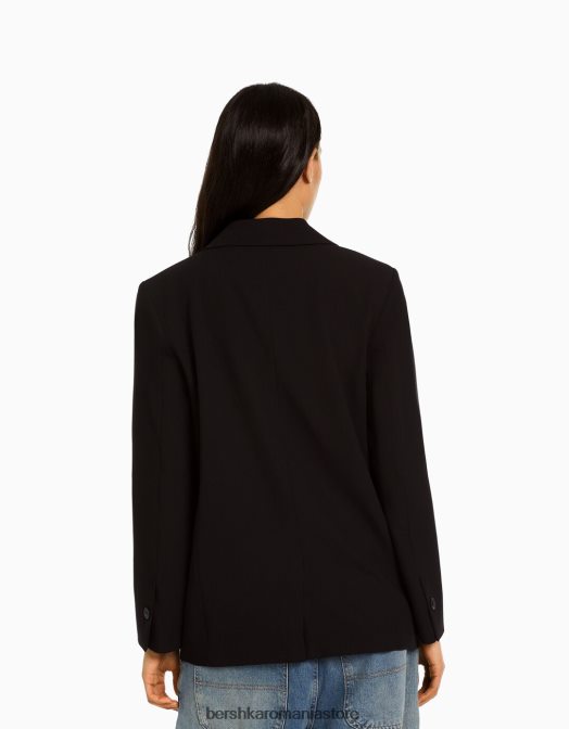 Bershka femei blazer cu croială feminină cu croială obișnuită negru Z86D1183 îmbrăcăminte