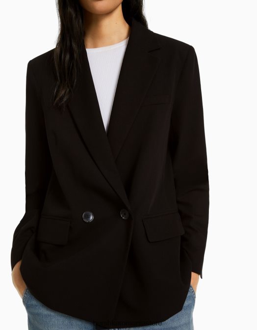 Bershka femei blazer cu croială feminină cu croială obișnuită negru Z86D1183 îmbrăcăminte