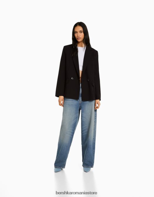 Bershka femei blazer cu croială feminină cu croială obișnuită negru Z86D1183 îmbrăcăminte