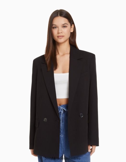 Bershka femei blazer cu croială feminină cu croială obișnuită negru Z86D1193 îmbrăcăminte