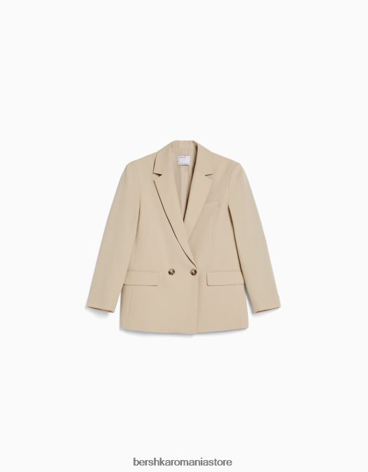 Bershka femei blazer cu croială feminină cu croială obișnuită nisip Z86D1190 îmbrăcăminte