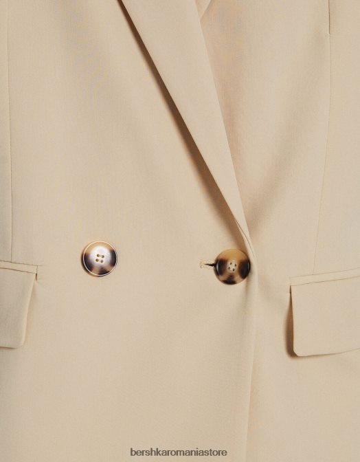 Bershka femei blazer cu croială feminină cu croială obișnuită nisip Z86D1190 îmbrăcăminte