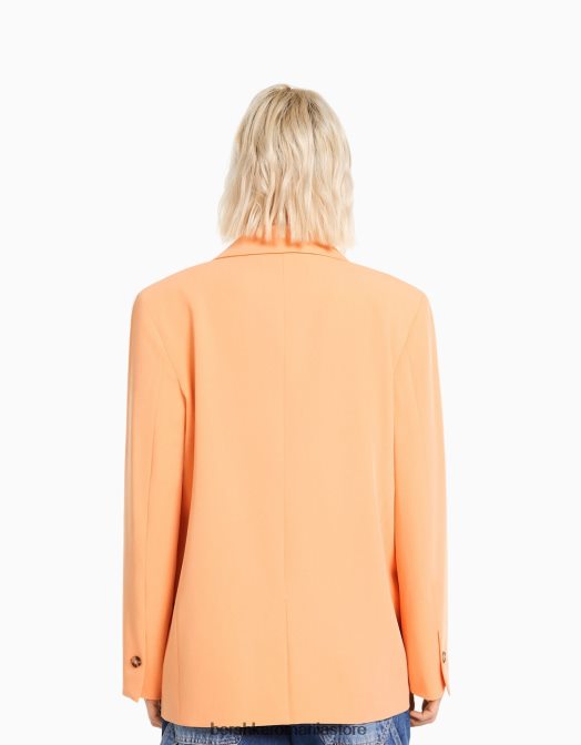 Bershka femei blazer cu croială feminină cu croială obișnuită portocale Z86D1186 îmbrăcăminte