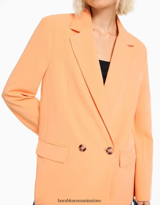 Bershka femei blazer cu croială feminină cu croială obișnuită portocale Z86D1186 îmbrăcăminte