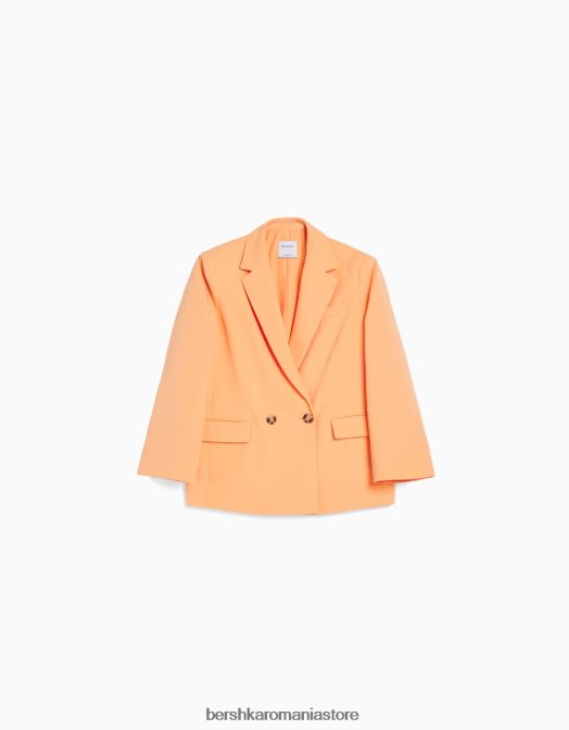 Bershka femei blazer cu croială feminină cu croială obișnuită portocale Z86D1186 îmbrăcăminte
