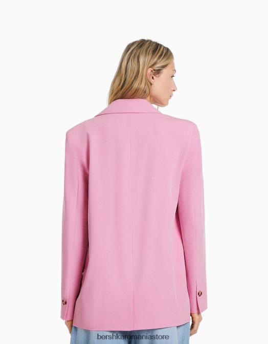 Bershka femei blazer cu croială feminină cu croială obișnuită roz Z86D1185 îmbrăcăminte