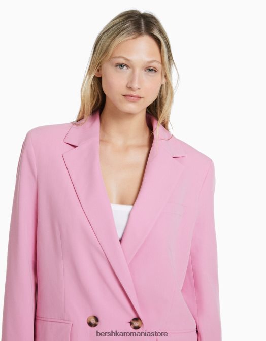 Bershka femei blazer cu croială feminină cu croială obișnuită roz Z86D1185 îmbrăcăminte