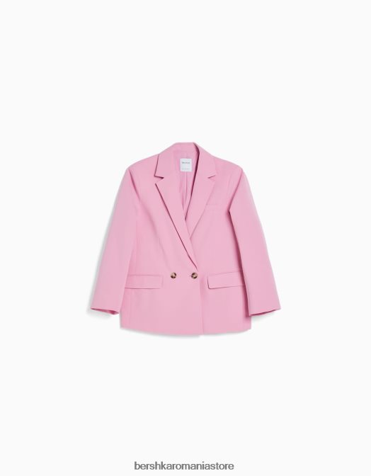 Bershka femei blazer cu croială feminină cu croială obișnuită roz Z86D1185 îmbrăcăminte