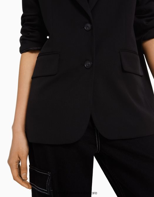Bershka femei blazer cu croială lejeră, cu o potrivire feminină negru Z86D1203 îmbrăcăminte