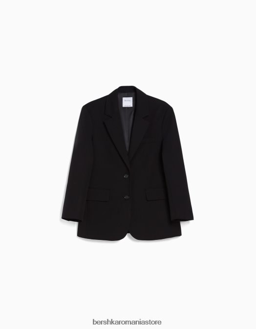 Bershka femei blazer cu croială lejeră, cu o potrivire feminină negru Z86D1203 îmbrăcăminte