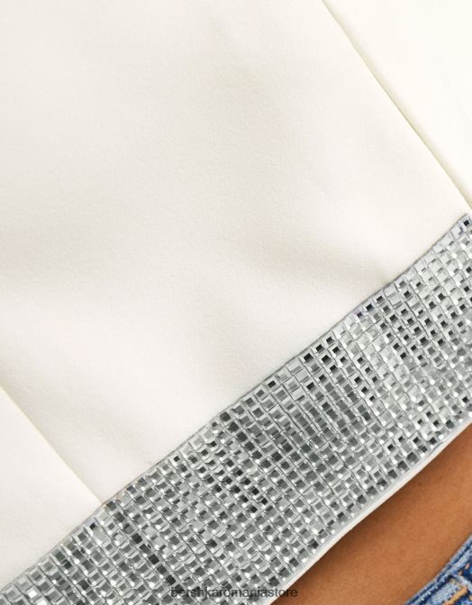 Bershka femei blazer cu detaliu bijuterie alb Z86D1200 îmbrăcăminte