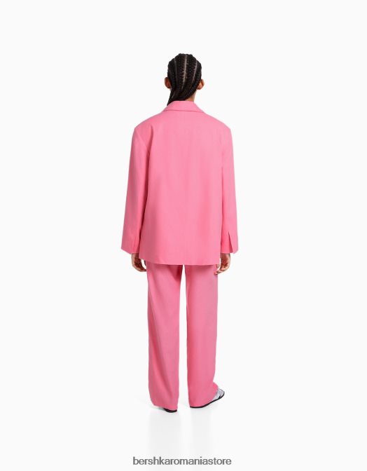 Bershka femei blazer din amestec de in roz Z86D1195 îmbrăcăminte