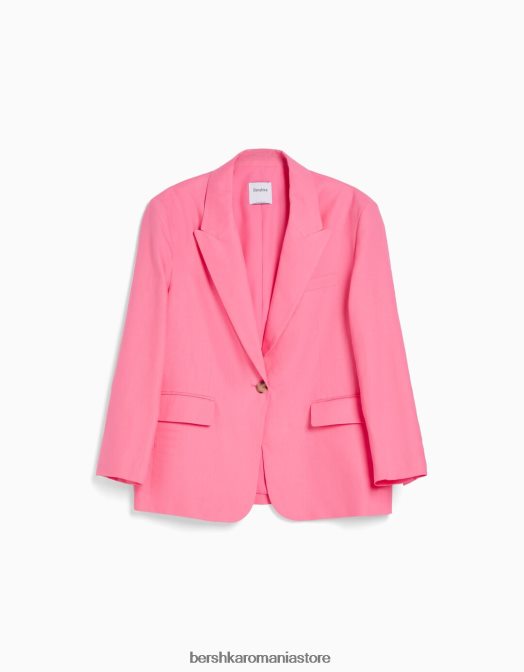 Bershka femei blazer din amestec de in roz Z86D1195 îmbrăcăminte