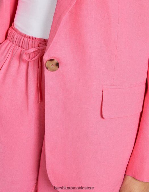 Bershka femei blazer din amestec de in roz Z86D1195 îmbrăcăminte