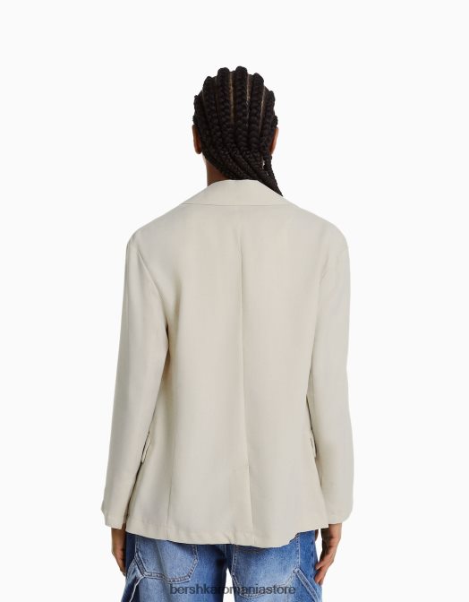 Bershka femei blazer larg cu croiala feminina piatră Z86D1202 îmbrăcăminte