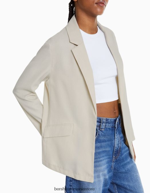 Bershka femei blazer larg cu croiala feminina piatră Z86D1202 îmbrăcăminte
