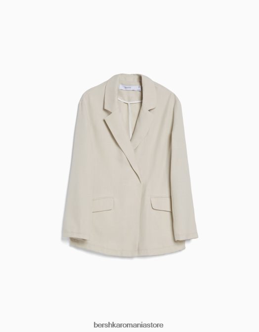 Bershka femei blazer larg cu croiala feminina piatră Z86D1202 îmbrăcăminte