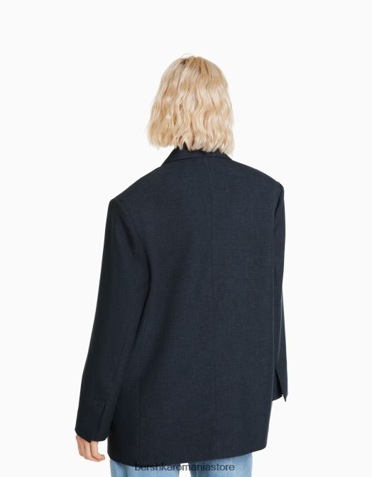 Bershka femei blazer oversize croit gri inchis Z86D1201 îmbrăcăminte
