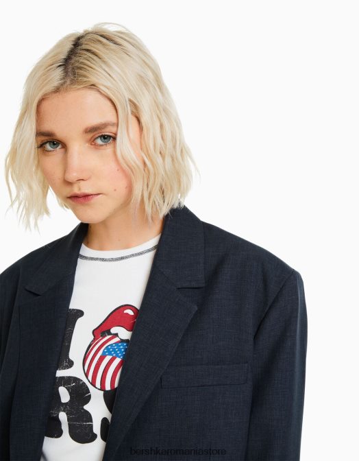 Bershka femei blazer oversize croit gri inchis Z86D1201 îmbrăcăminte
