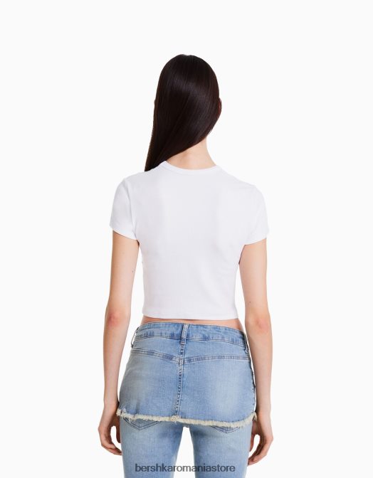 Alehsy x Bershka femei tricou imprimat cu maneca scurta alb Z86D529 îmbrăcăminte