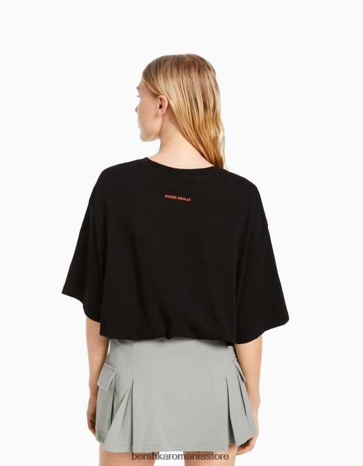 Bershka femei Celebrul mare. tricou cu mânecă scurtă tip boxy negru Z86D546 îmbrăcăminte