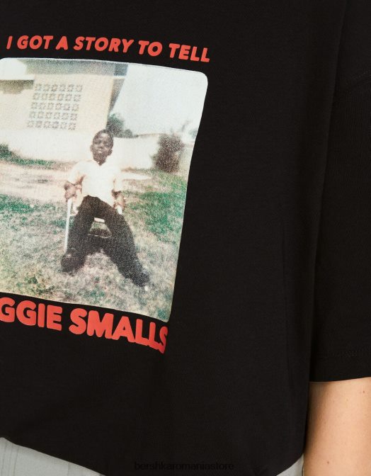 Bershka femei Celebrul mare. tricou cu mânecă scurtă tip boxy negru Z86D546 îmbrăcăminte