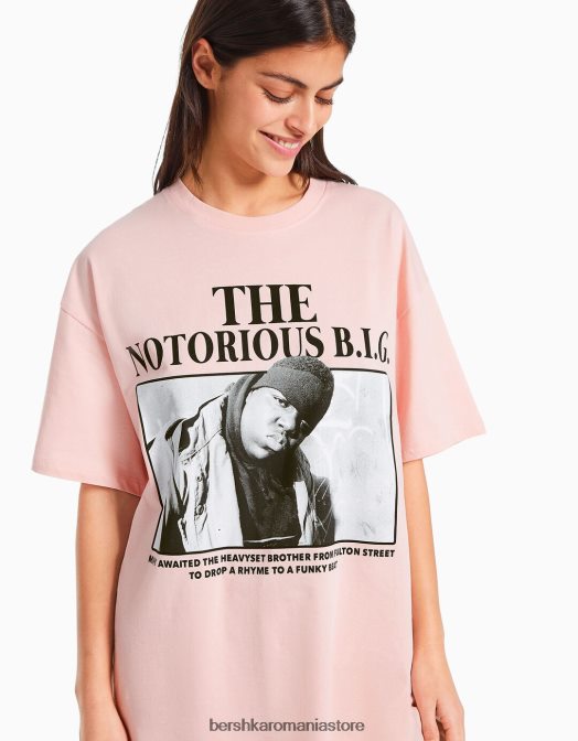 Bershka femei Celebrul mare. tricou imprimat cu maneca scurta roz Z86D545 îmbrăcăminte