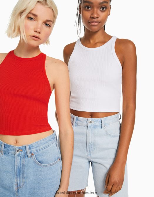 Bershka femei Pachet de 2 topuri cu coaste fără mâneci multicolor Z86D308 îmbrăcăminte