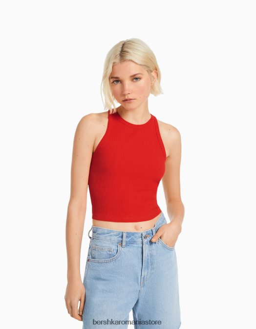 Bershka femei Pachet de 2 topuri cu coaste fără mâneci multicolor Z86D308 îmbrăcăminte