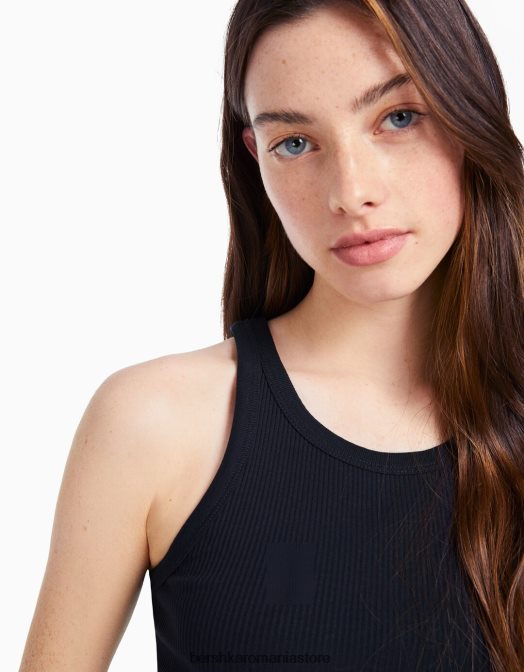 Bershka femei Pachet de 2 topuri cu coaste fără mâneci multicolor Z86D309 îmbrăcăminte