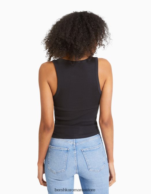 Bershka femei Pachet de 2 topuri cu coaste fără mâneci multicolor Z86D402 îmbrăcăminte