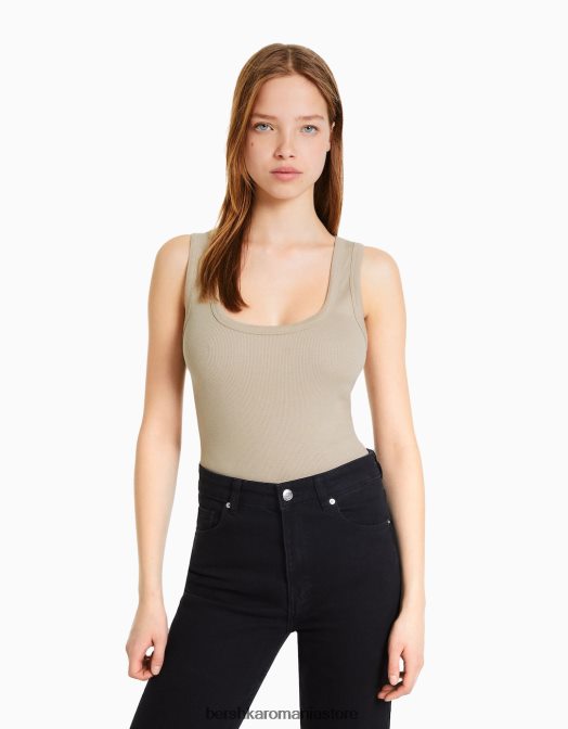 Bershka femei Pachet de 2 topuri cu coaste fără mâneci multicolor Z86D402 îmbrăcăminte