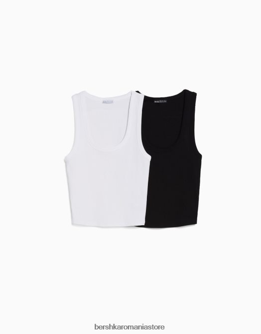 Bershka femei Pachet de 2 topuri cu coaste fără mâneci multicolor Z86D403 îmbrăcăminte